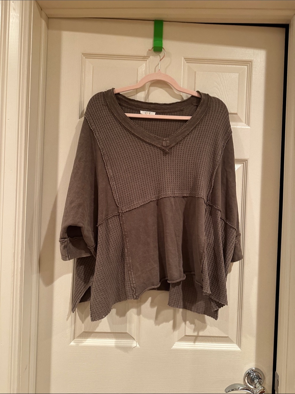 easel Relaxed Waffle-Panel Pullover in Taupe